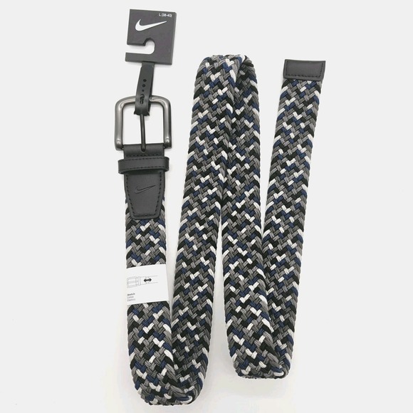 Nike Other - Nike Braided Stretch Belt Men's Large 38-40 Gray Blue White Woven Golf NWT